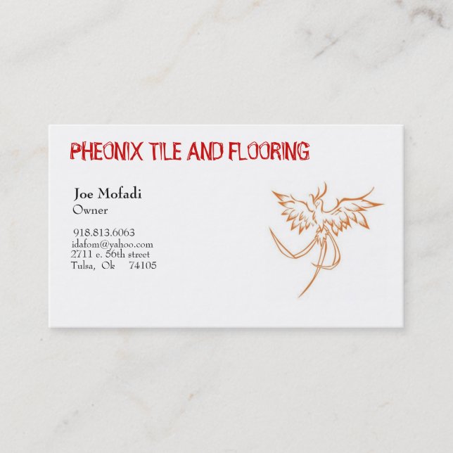 Carte De Visite Phoenix_4, TUILE de PHEONIX ET PLANCHER, Mofa de (Devant)