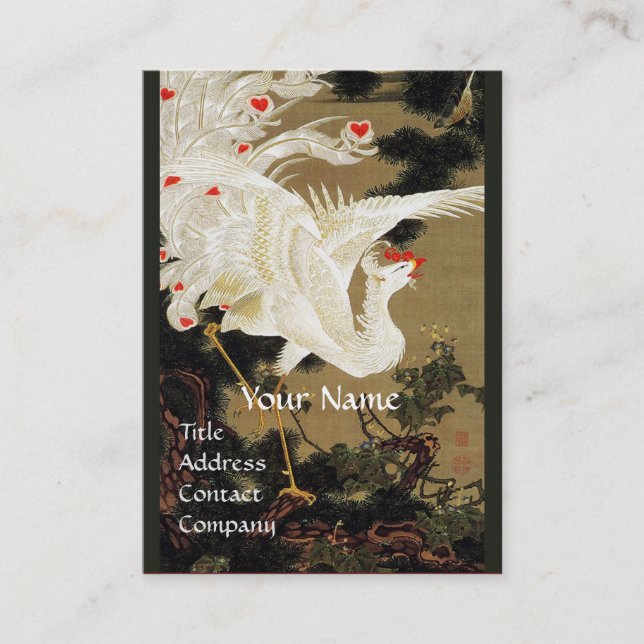 Carte De Visite PHOENIX D'AMOUR VOLANT, Plumes blanches, Monogramm (Devant)