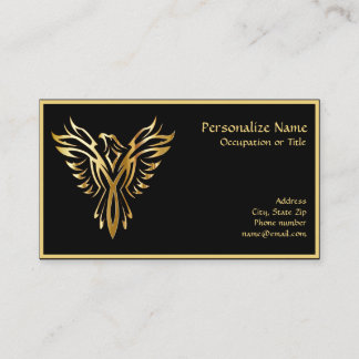 Carte De Visite Phoenix Rising Black & Gold Elegant