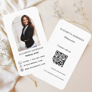 Carte De Visite Photo arch Qr code médias sociaux blanc noir