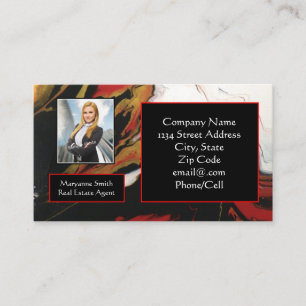 Carte De Visite Photo Black Red Gold (double face)