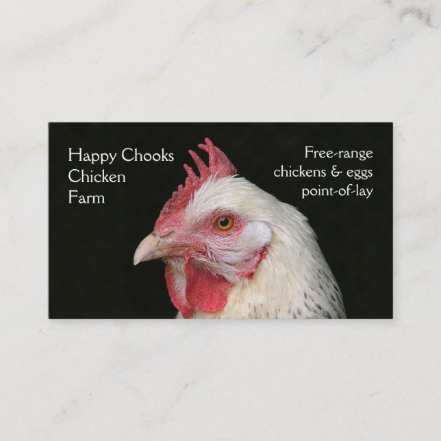 Carte De Visite Photo blanche légère de poule du Sussex (Devant)