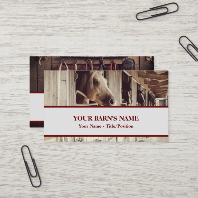 Carte De Visite Photo centrée sur le cheval simple / équestre (Devant/Arrière en situation)
