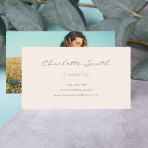 Carte De Visite Photo Clarinetist Blush Pink Elegant