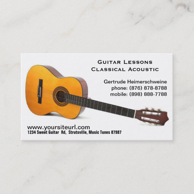 Carte De Visite Photo classique de guitare acoustique - leçons de (Devant)