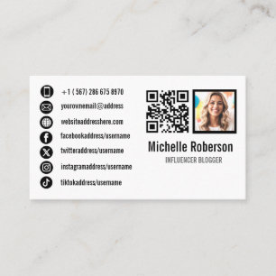 Carte De Visite photo code qr et icônes des médias sociaux
