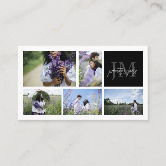 Carte De Visite Photo Collage & Calligraphie Monogramme Photograph (Devant)