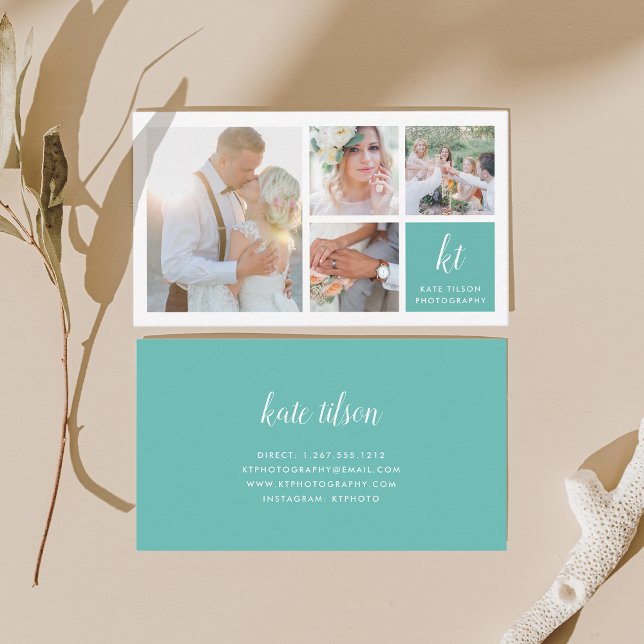 Carte De Visite Photo Collage & Calligraphie Monogramme Photograph (Créateur téléchargé)