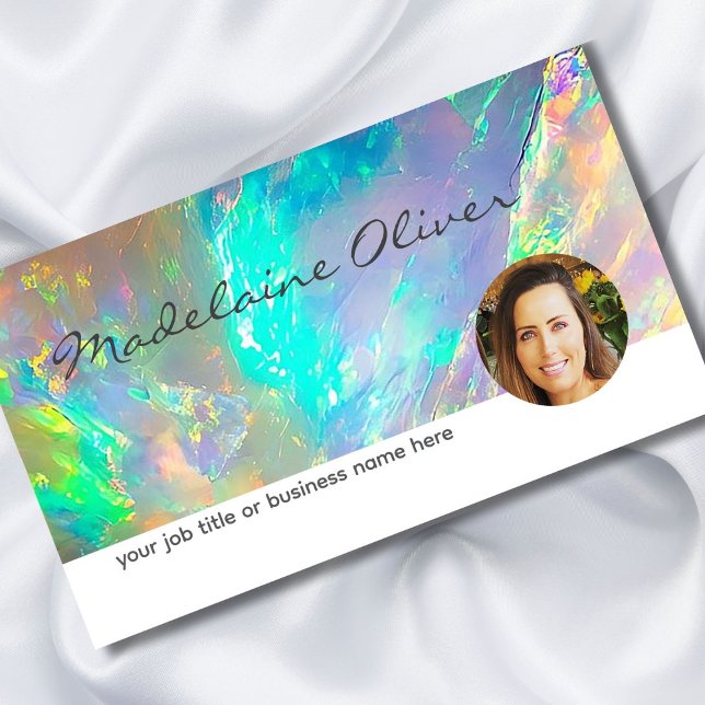 Carte de visite photo couleur bleu opal (Créateur téléchargé)