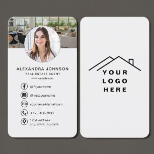 Carte De Visite Photo d'agent immobilier gris