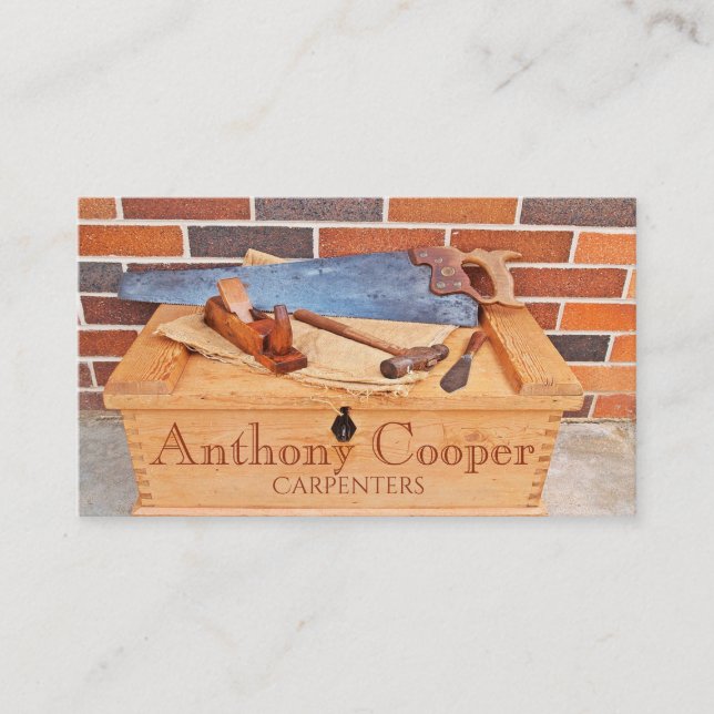 Carte De Visite Photo de boîte à outils en bois (Devant)