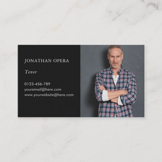 Carte De Visite Photo de chanteur d'opéra Black Modern (Devant)