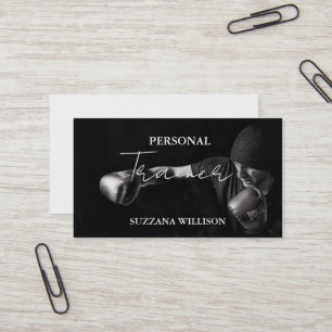 Carte De Visite Photo de coach personnel de fitness à script moder