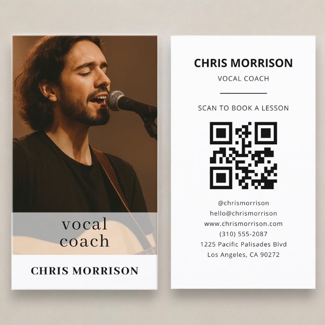 Carte De Visite Photo de code QR de coach vocal (Créateur téléchargé)