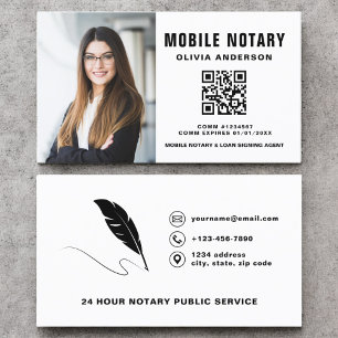 Carte De Visite Photo de code QR de l'agent de signature de notair