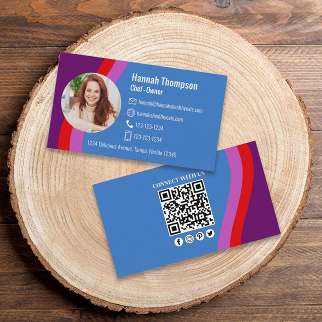 Carte De Visite Photo de code QR personnalisé moderne | Connectez- (Créateur téléchargé)