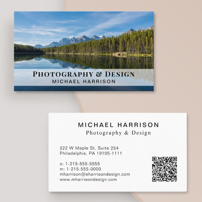 Carte De Visite Photo de code QR professionnel moderne (Créateur téléchargé)