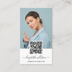 Carte De Visite Photo de code QR professionnel moderne tendance
