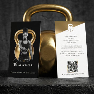 Carte De Visite Photo de fitness d'un entraîneur personnel en or n