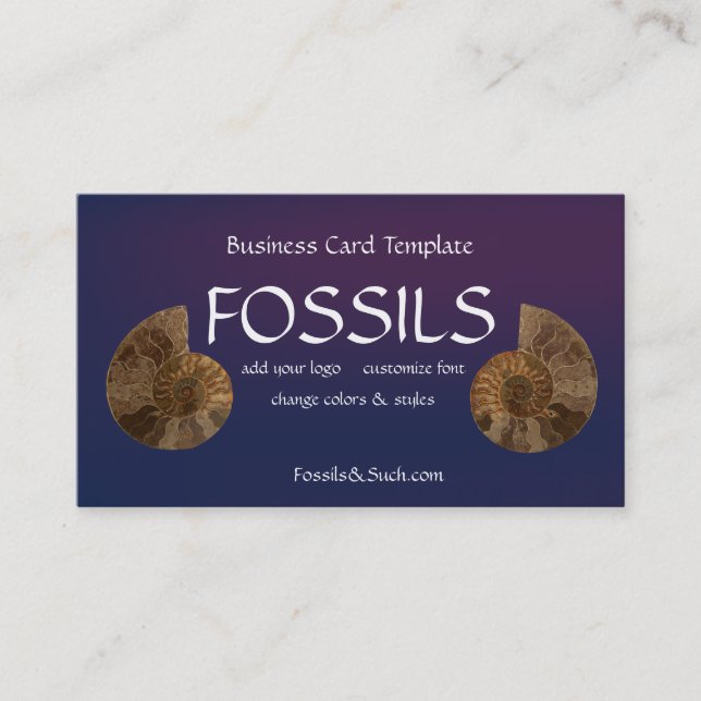 Carte De Visite Photo de Fossiles d'Ammonites (Devant)