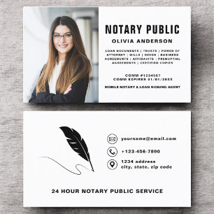 Carte De Visite Photo de l'agent de signature du notaire moderne
