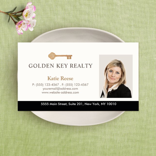 Carte De Visite Photo de l'agent immobilier Gold Key (Créateur téléchargé)
