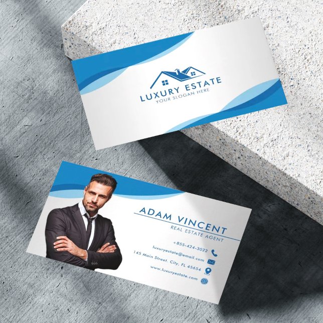 Carte De Visite Photo de l'agent immobilier professionnel Blue & G (Créateur téléchargé)