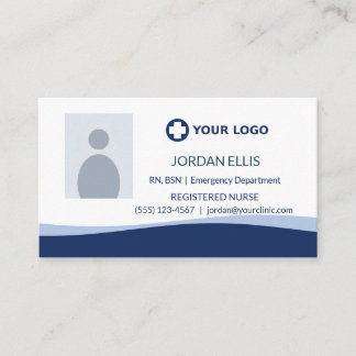 Carte De Visite Photo de logo de soins infirmiers bleu marine