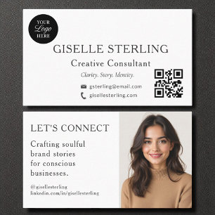 Carte De Visite Photo de logo professionnel minimal QR Code modern