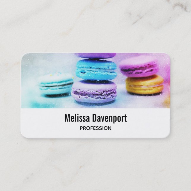 Carte De Visite Photo de Macarons colorés (Devant)