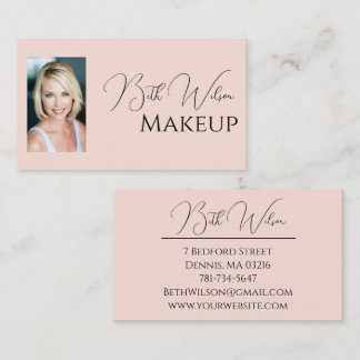 Carte De Visite Photo de maquillage d'affaires de beauté rose élég