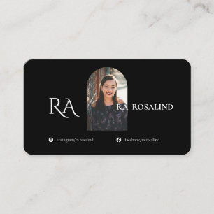 Carte De Visite Photo de Monogramme blanc noir professionnel