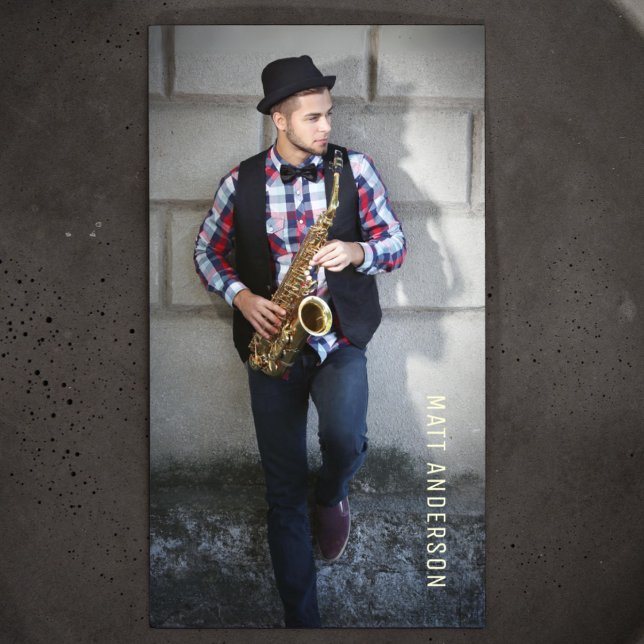 Carte De Visite Photo de musicien professionnel QR Code Marine Ble (Créateur téléchargé)