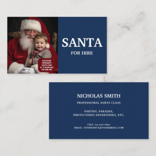 Carte De Visite Photo de Père Noël professionnel bleu à louer