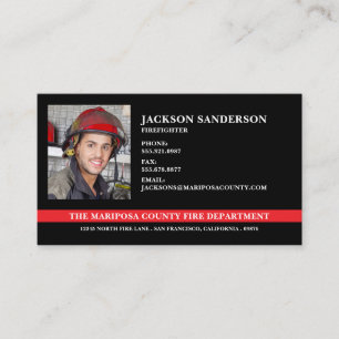 Carte De Visite Photo de pompier du service d'incendie personnalis