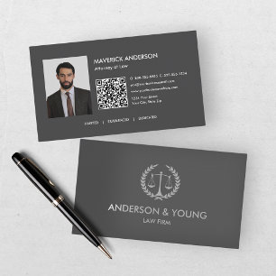 Carte De Visite Photo de professionnel de juriste en gris moderne