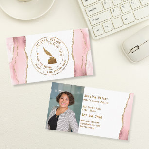 Carte De Visite Photo de signature du logo du timbre public du not