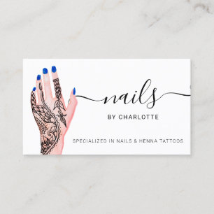 Carte De Visite Photo de tatouages au henné bleu de Boho