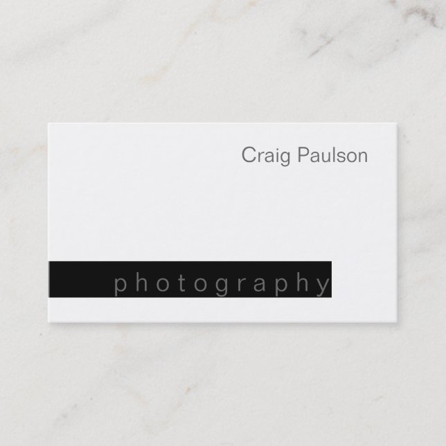 Carte de visite photo de tendance noir et blanc (Devant)