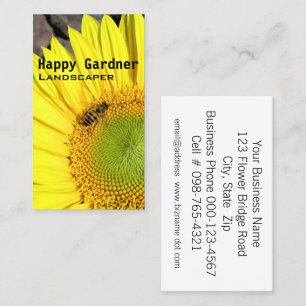 Carte De Visite Photo de tournesol et d'abeille pour l'entretien d