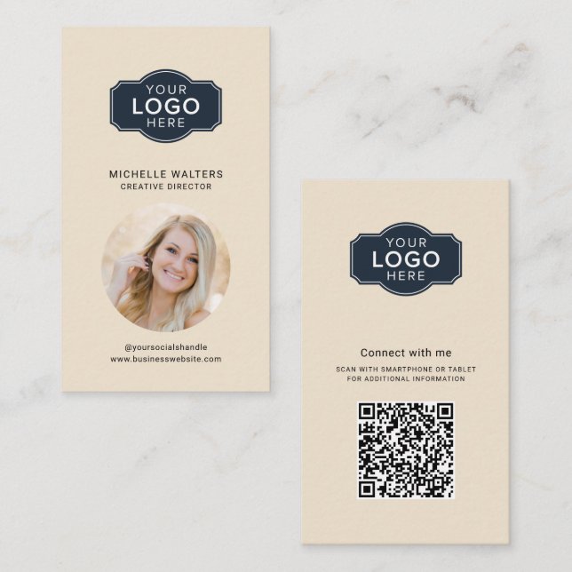 Carte De Visite Photo de vos employés de logo et de code QR (Devant / Derrière)