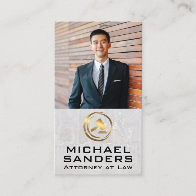 Carte De Visite Photo d'entreprise personnalisée | Logo de droit j (Devant)