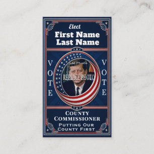 Carte De Visite Photo du commissaire du comté Élection politique