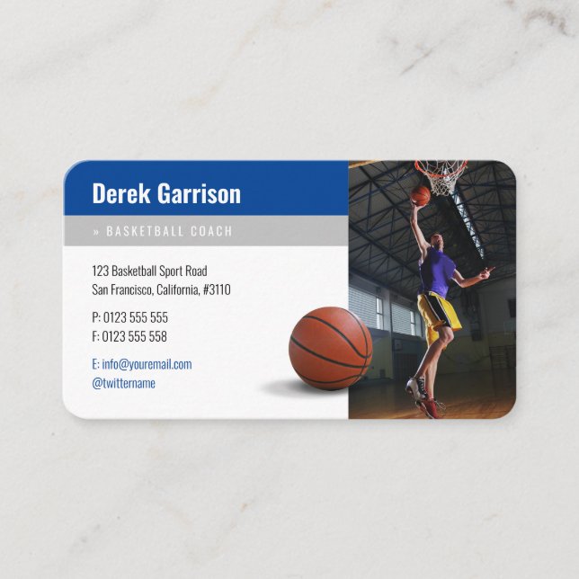 Carte De Visite Photo du joueur de basket-ball | Basketball Coach  (Devant)