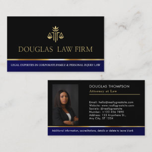 Carte De Visite Photo du procureur bleu de la marine professionnel