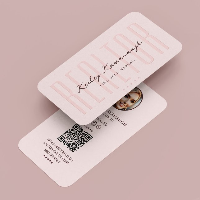 Carte De Visite Photo du Realtor moderne Agent immobilier rose (Modern Realtor Photo Real Estate Agent Pink Business Card
)