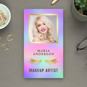 Carte De Visite Photo d'un artiste de maquillage holographique d'I