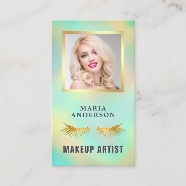 Carte De Visite Photo d'un artiste de maquillage holographique d'I (Devant)