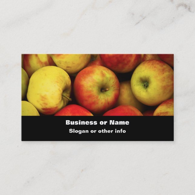 Carte De Visite Photo d'un boisseau de pommes jaunes et rouges (Devant)