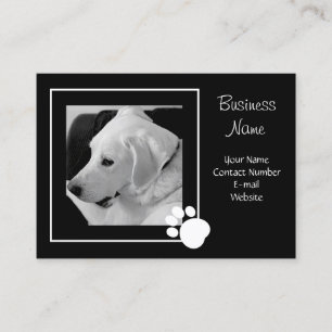 Carte De Visite Photo en noir et blanc de mignon chien Paw Elegant